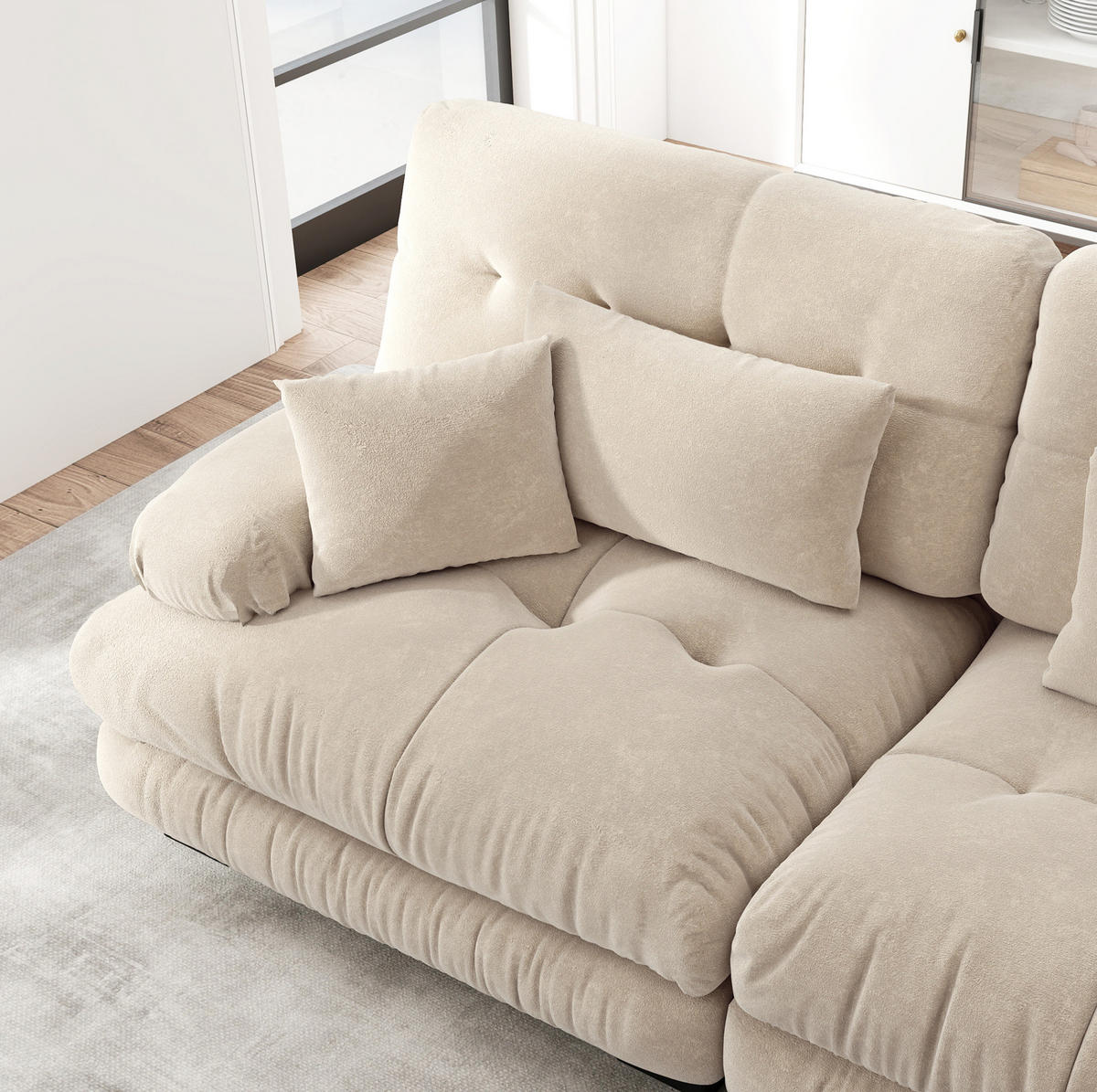 SOFA modular Chenille Light Coffee - Beige, Kunststoff (77/81/220cm) - Meubliv