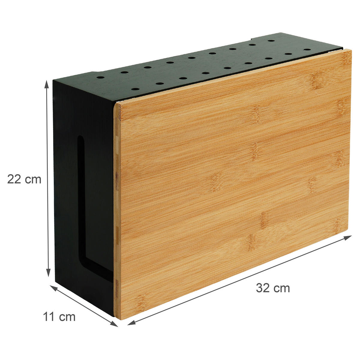 KABELBOX - Schwarz, Holz (22/32/11cm) - Relaxdays