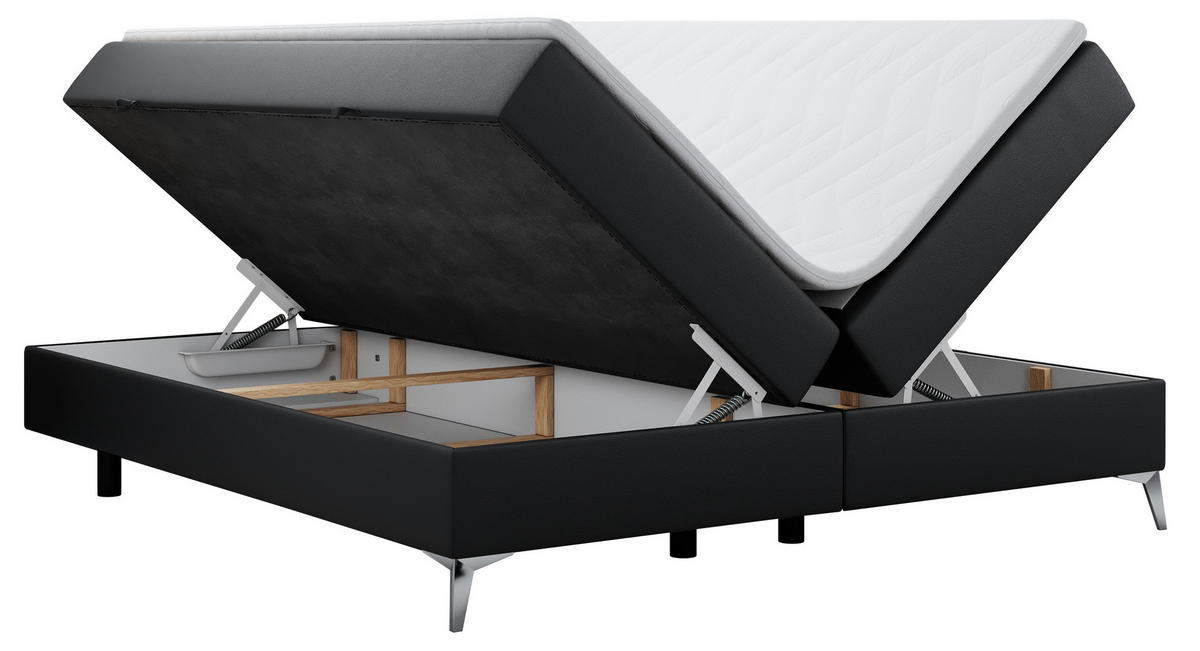 BOXBETT LESS 160/200 Schwarz Kunstleder - H4 - Schwarz, Holz/Textil (160/200cm) - MKS