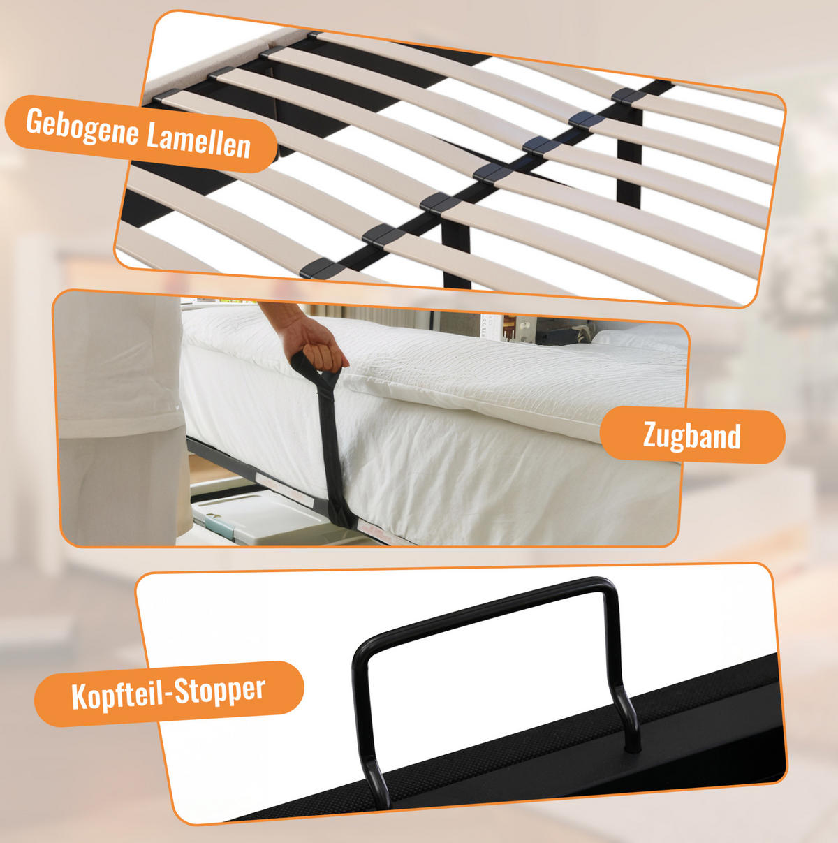 POLSTERBETT 180/200 cm aus Leinen mit Stauraum und Ladestation Beige - Beige, Textil (180/200cm) - Modenvie