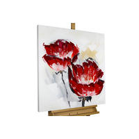 ACRYLBILD HANDGEMALT 80/80 cm - Rot, Holz/Textil (1.6/80cm) - KUNSTLOFT
