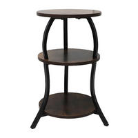 RUNDER Beistelltisch mit 3 Ablagen, MDF-Metallgestell, rustikaler Akzenttisch, Nachttisch für Wohnzimmer, Schlafzimmer oder Couch - Graubraun, Holz (30/30/55cm) - Ej. Life