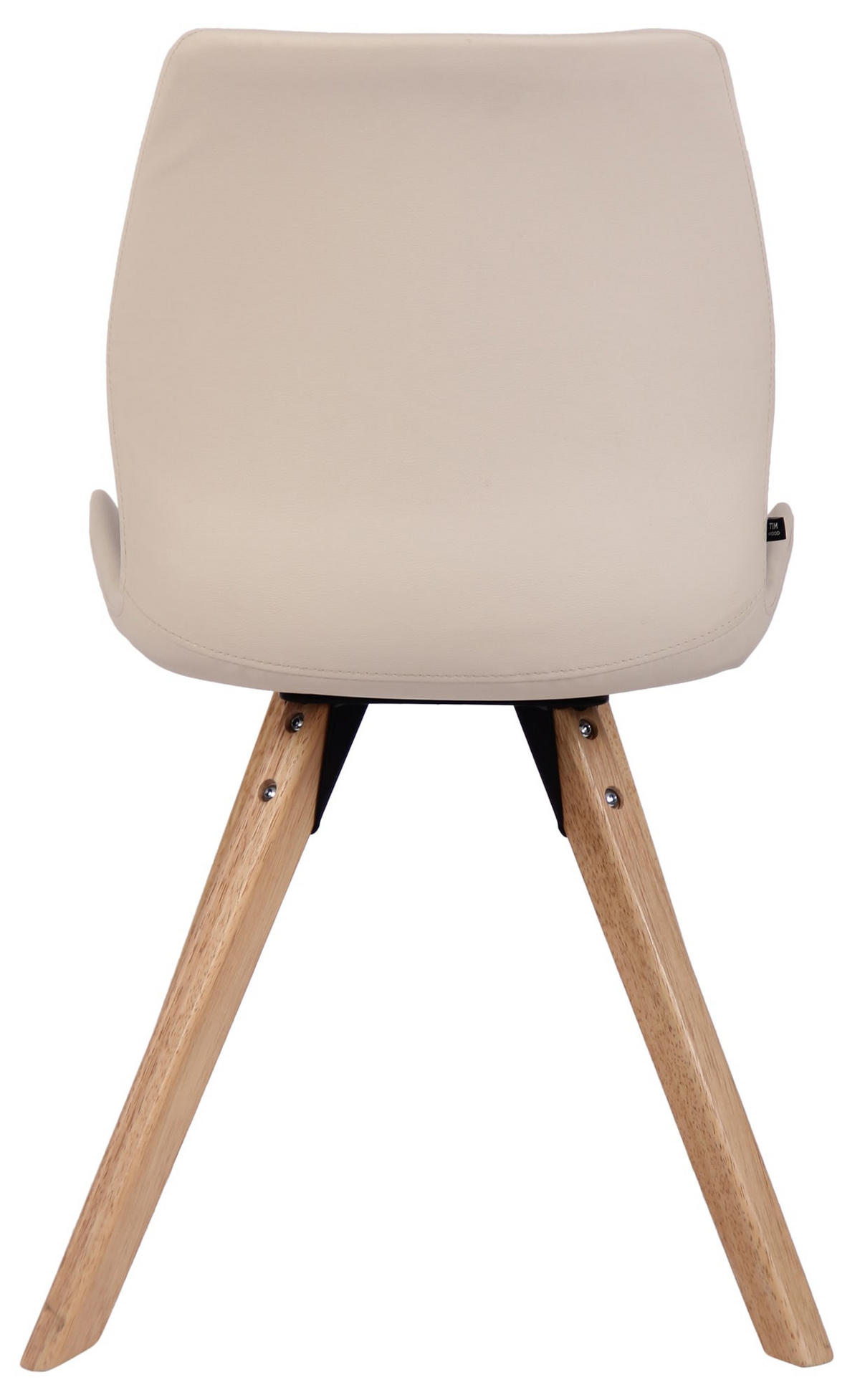 STUHL 2er Set Lederlook creme - Eukalyptusholzfarben/Creme, Holz/Textil (49/87.5/58cm) - CLP