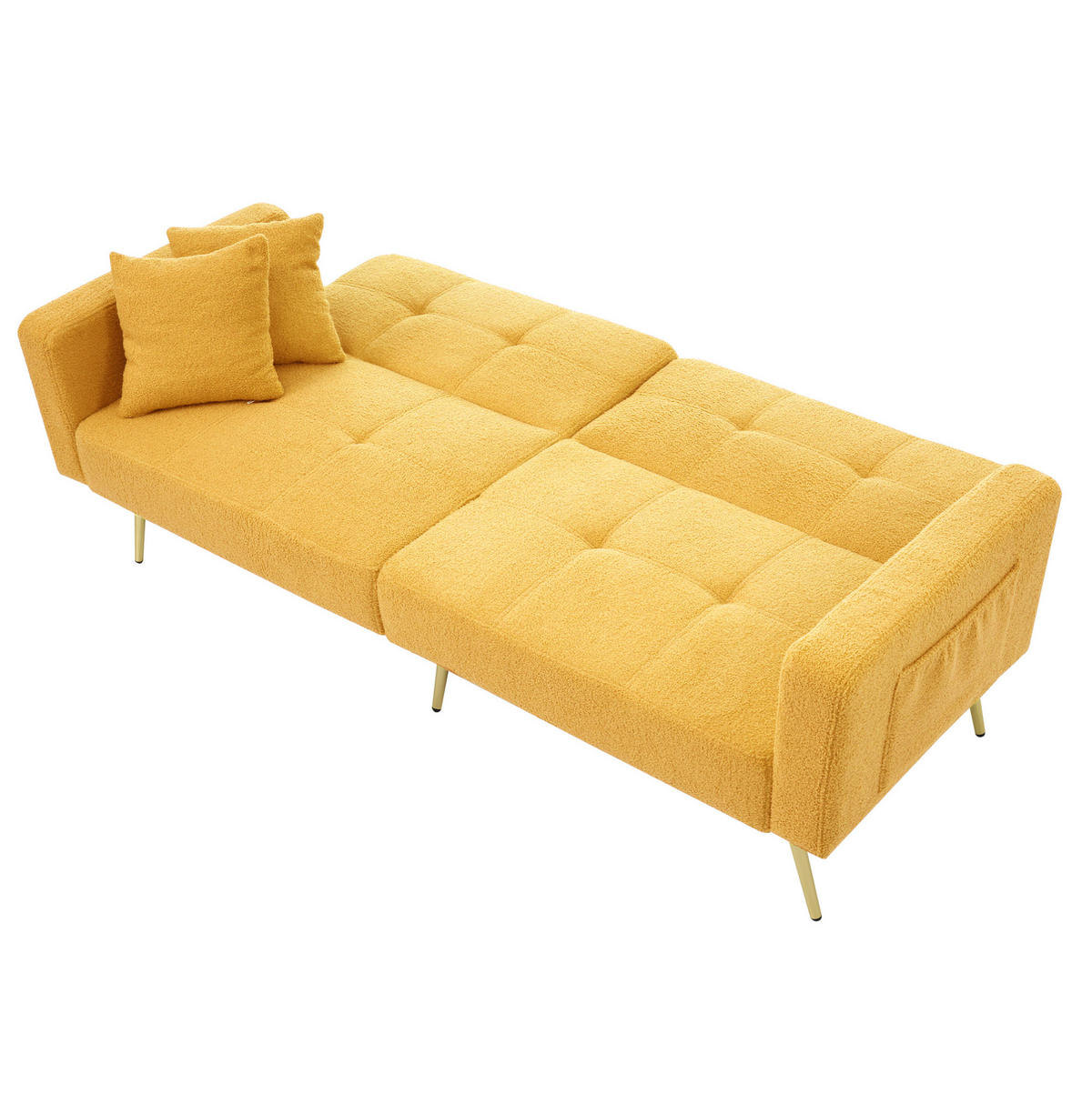 SCHLAFSOFA Lammwollstoff mit verstellbarer Rückenlehne 105–180 Grad Gelb 175/64/72 cm - Gelb, Textil (64/72/175cm) - Redom