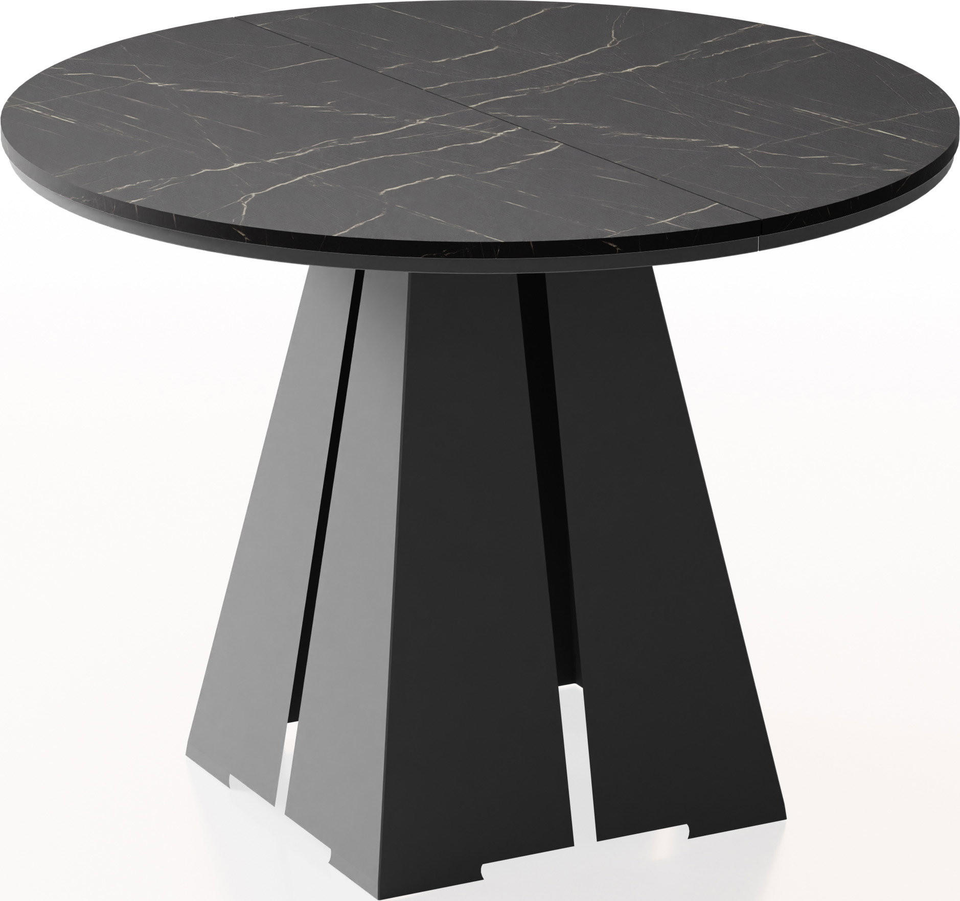 ESSTISCH Kova runder ausziehbarer, Marmor Schwarz 100-180/100/76 cm - Anthrazit/Schwarz, Holzwerkstoff/Metall (100/176/76cm) - WFL GROUP