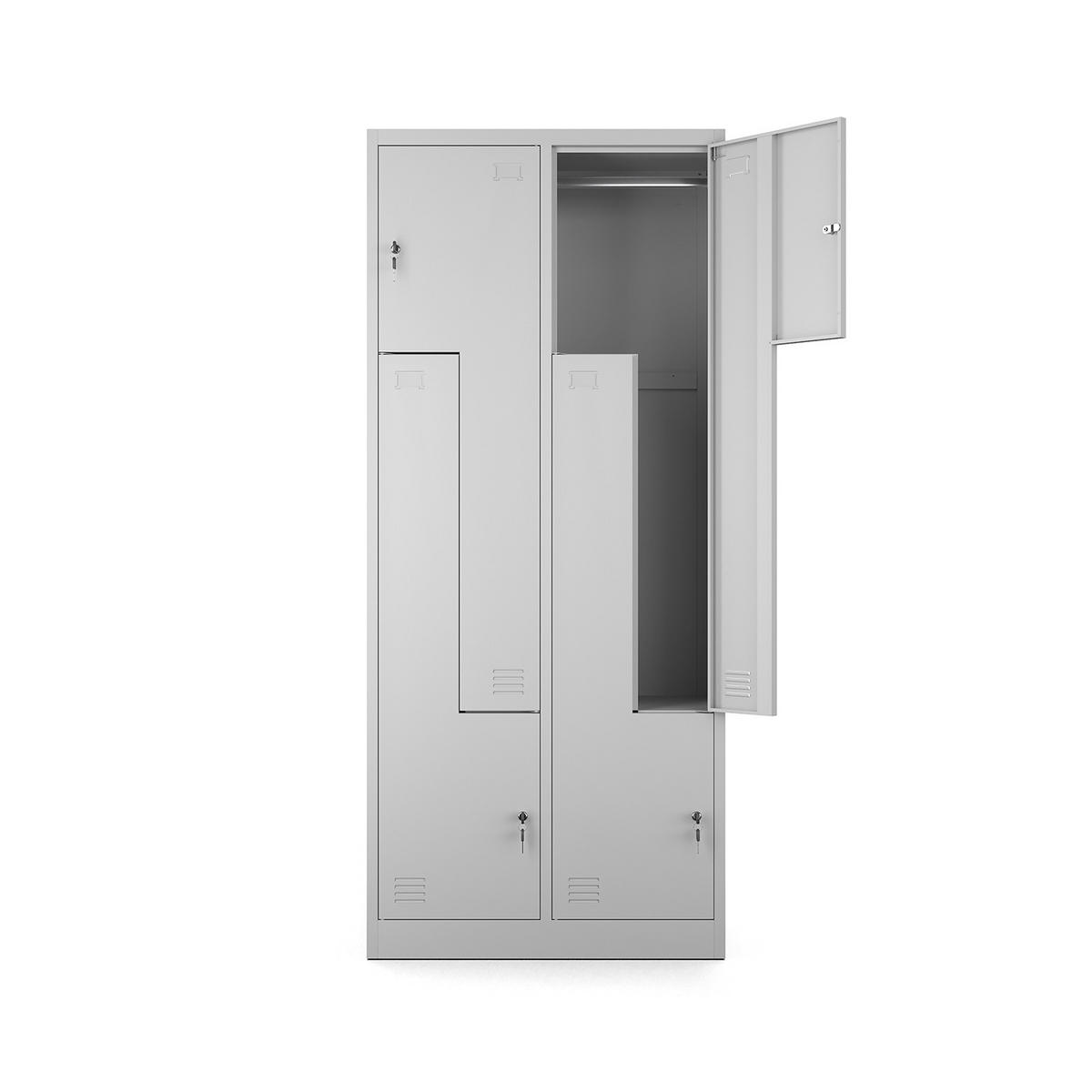 MEHRZWECKSCHRANK 4-türig mit 4 Fächer Hellgrau 80x185x45cm - Hellgrau, Metall (80/185/45cm) - Muralo