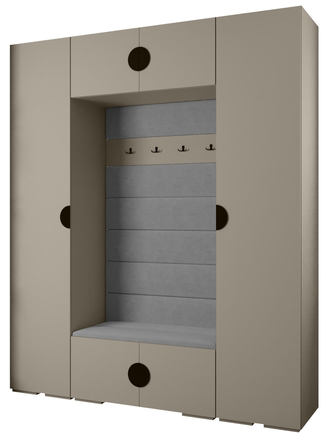 GARDEROBEN-SET 236,7/200/47 - Kaschmir/Schwarz, Holz/Kunststoff (200/236.7/47cm) - Abiks Möbel