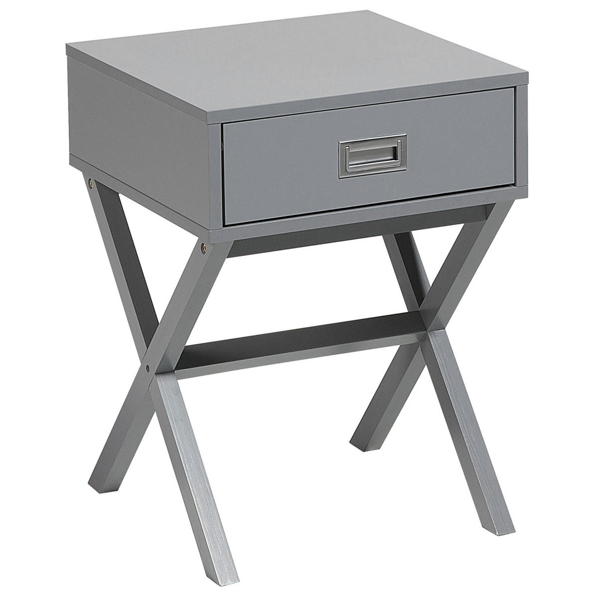 BEISTELLTISCH grau quadratisch 40/40 cm Schublade Monroe - Grau, Holzwerkstoff (40/40/55cm) - Beliani