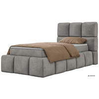 BOXBETT NIRA 90/200 - Hellgrau Velvet - Topper Visco - H3 - Hellgrau/Schwarz, Kunststoff/Textil (200/90cm) - MKS