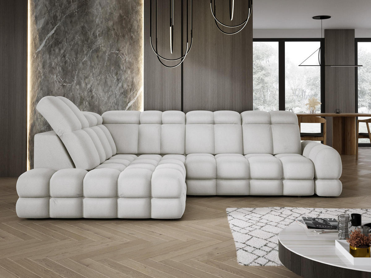 ECKSOFA TOLLO Solar-stoff L-form 302x217x105 cm esche - Silberfarben, Holz/Textil (302/217cm) - DomoHome