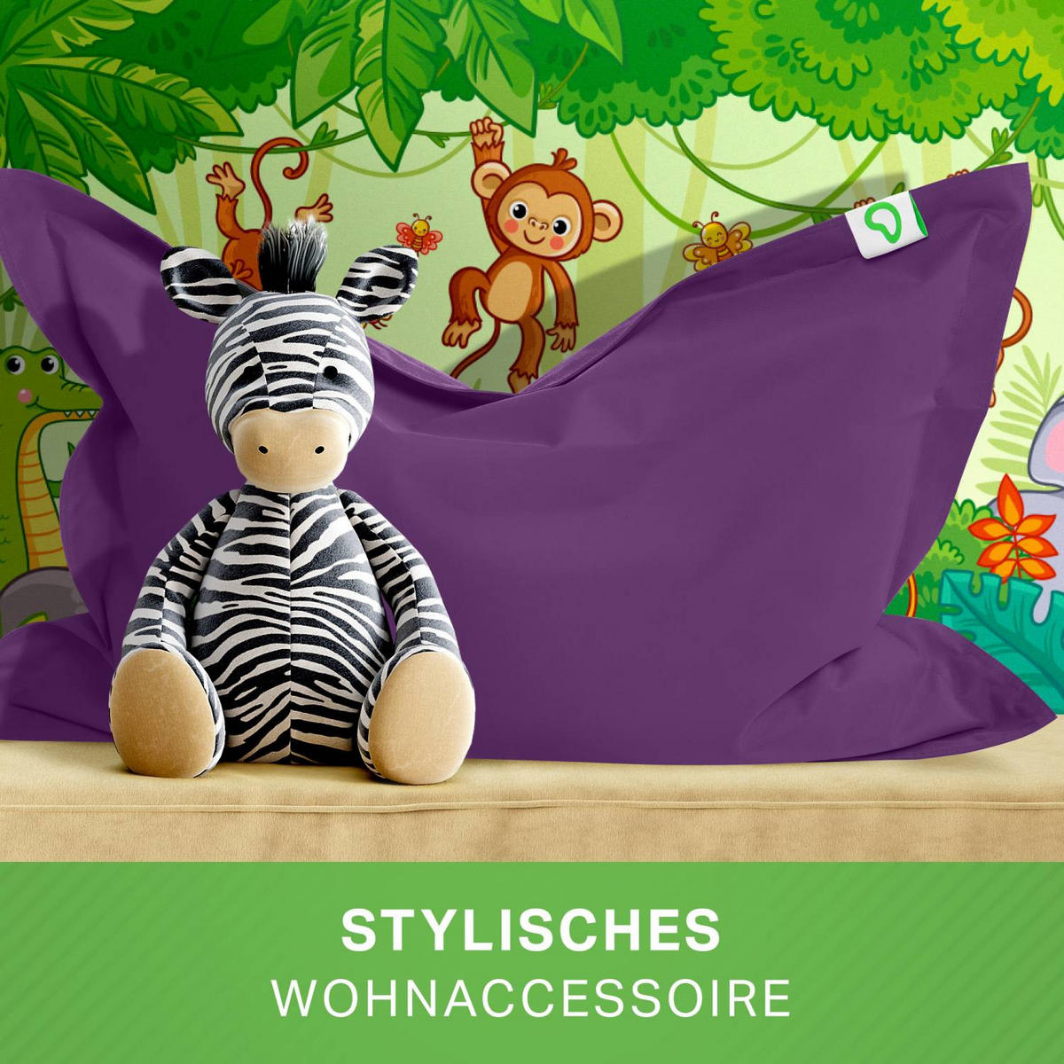 KINDER-SITZSACK 70x100cm - 70 Liter - Lila, Textil (70/10/100cm) - Green Bean