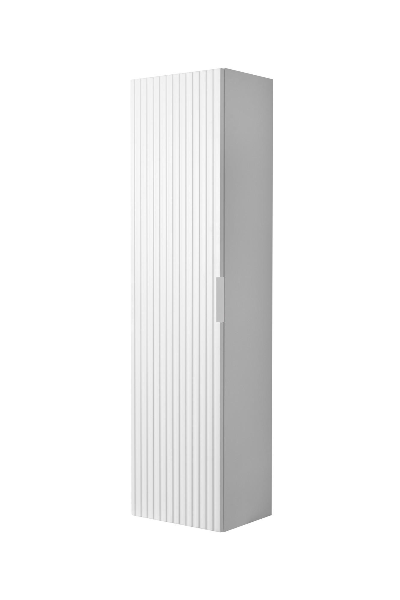 BADEZIMMERSCHRANK, Weiß, 35 x 136 x 27 cm, silberner Griff - Silberfarben/Weiß, Holzwerkstoff (35/136/27cm) - 3XE LIVING
