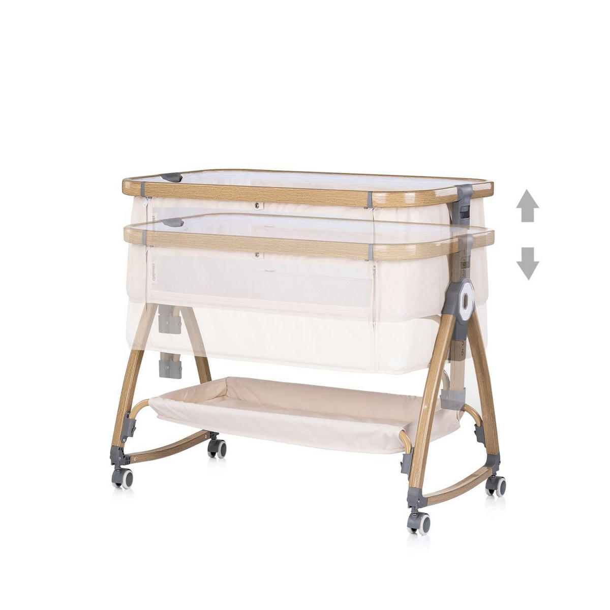 BEISTELLBETT Charisma beige 84 x 49 cm, Wiegenfunktion, höhenverstellbar, Anti-Reflux, Moskitonetz - Beige, Metall (49/84cm) - Chipolino
