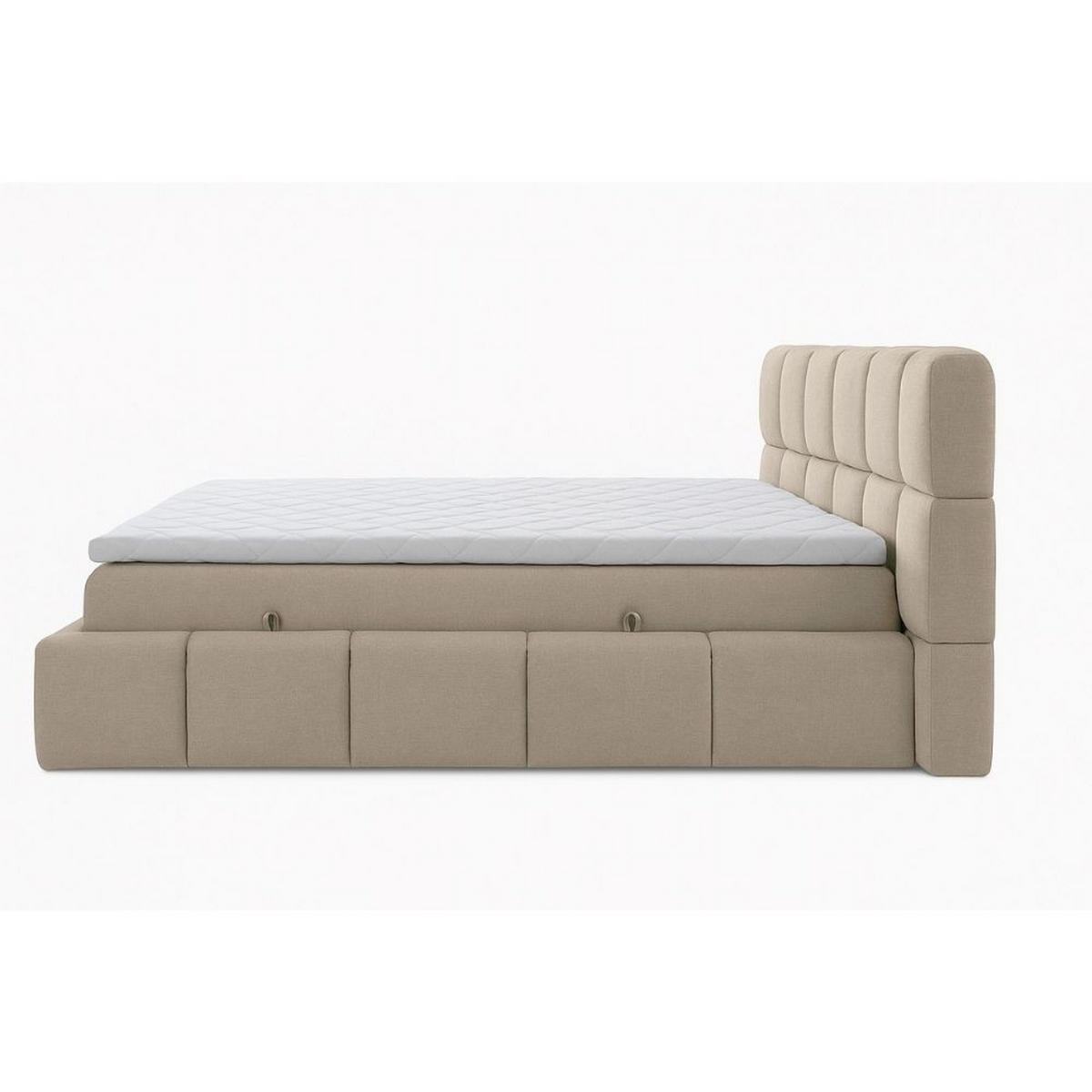 BOXBETT Anna mit Taschenfederkernmatratze und Topper, 140x200, Beige, Terra-Stoff - Beige, Holzwerkstoff/Kunststoff (140/200cm) - AN-Moebel 4u