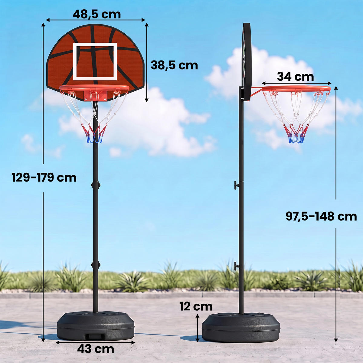 BASKETBALLKORB - Braun, Metall (38/38cm) - SPORTNOW