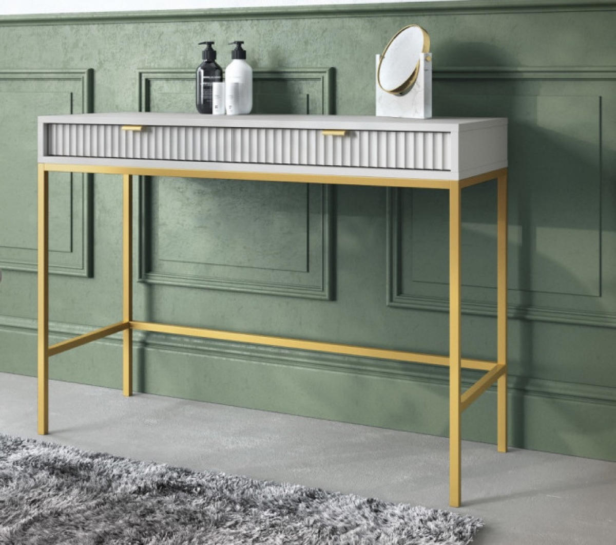 KONSOLENTISCH Grau NEW Goldfarben Mit Metallgestell - Grau, Holzwerkstoff (50/50/77cm) - Sepro Meble