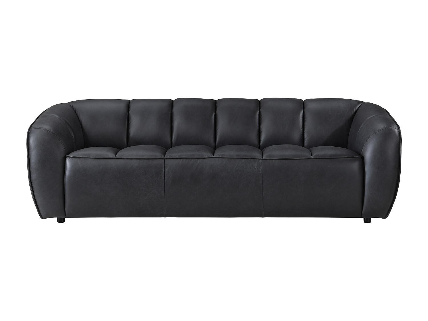 SOFA - 3 Personen - leder - schwarz Pradoni - Schwarz, Leder (234/77.5/90cm) - Vente-Unique
