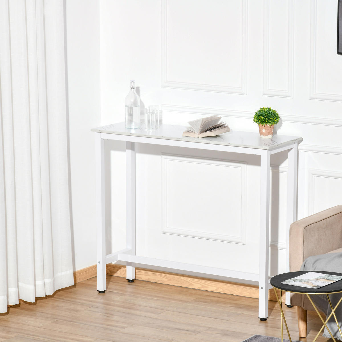 BARTISCH DE-14789 120x40 cm mit Marmor-Optik Weiß - Weiß, Holzwerkstoff (120/40/100cm) - ComfortXL