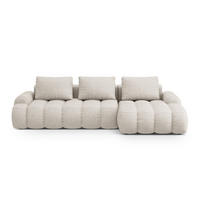 AUSKLAPPBARES-ECKSOFA rechts mit Container Linz aus strukturiertem Stoff beige 3 Sitzplätze - Beige, Textil (142/275cm) - Cosmopolitan Design
