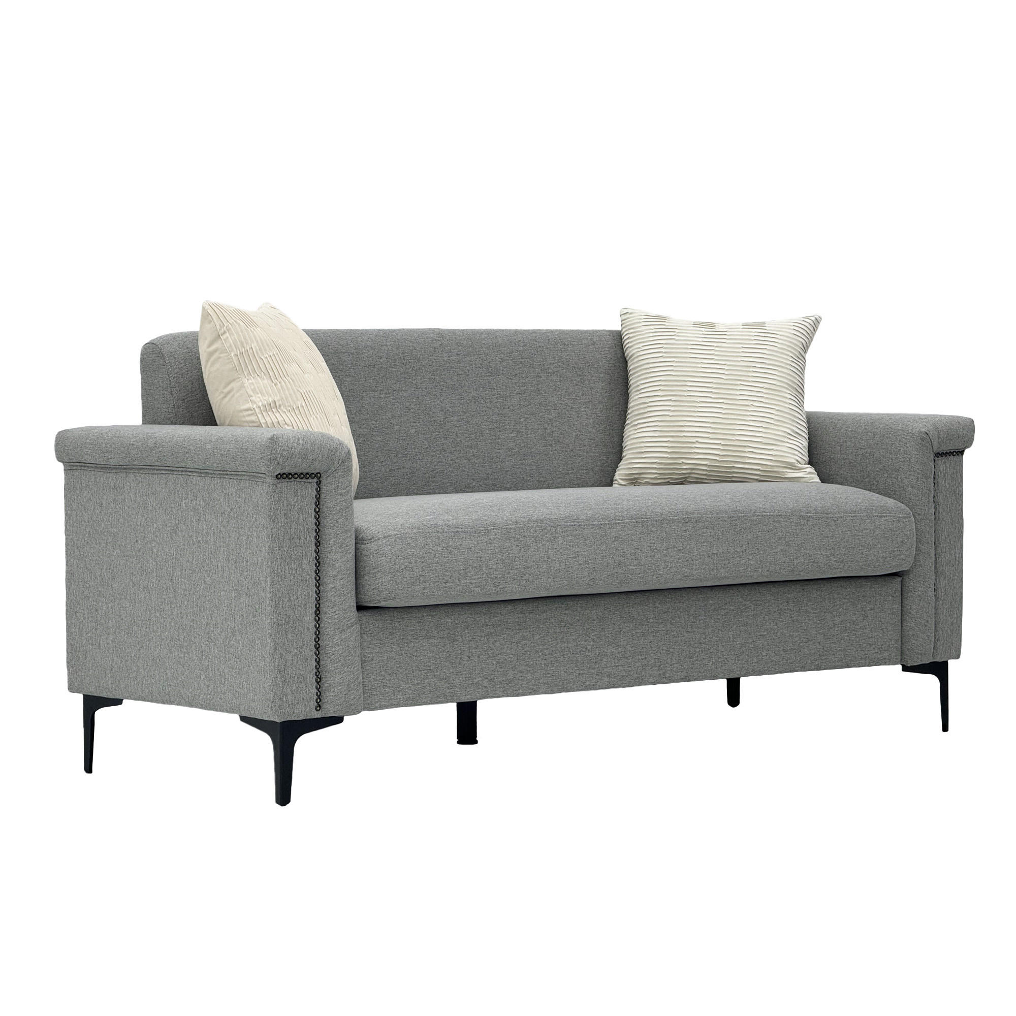 2-SITZER-SOFA DE-35053 mit Leinenbezug Hellgrau - Hellgrau, Holzwerkstoff (73.5/81.5/172cm) - ComfortXL