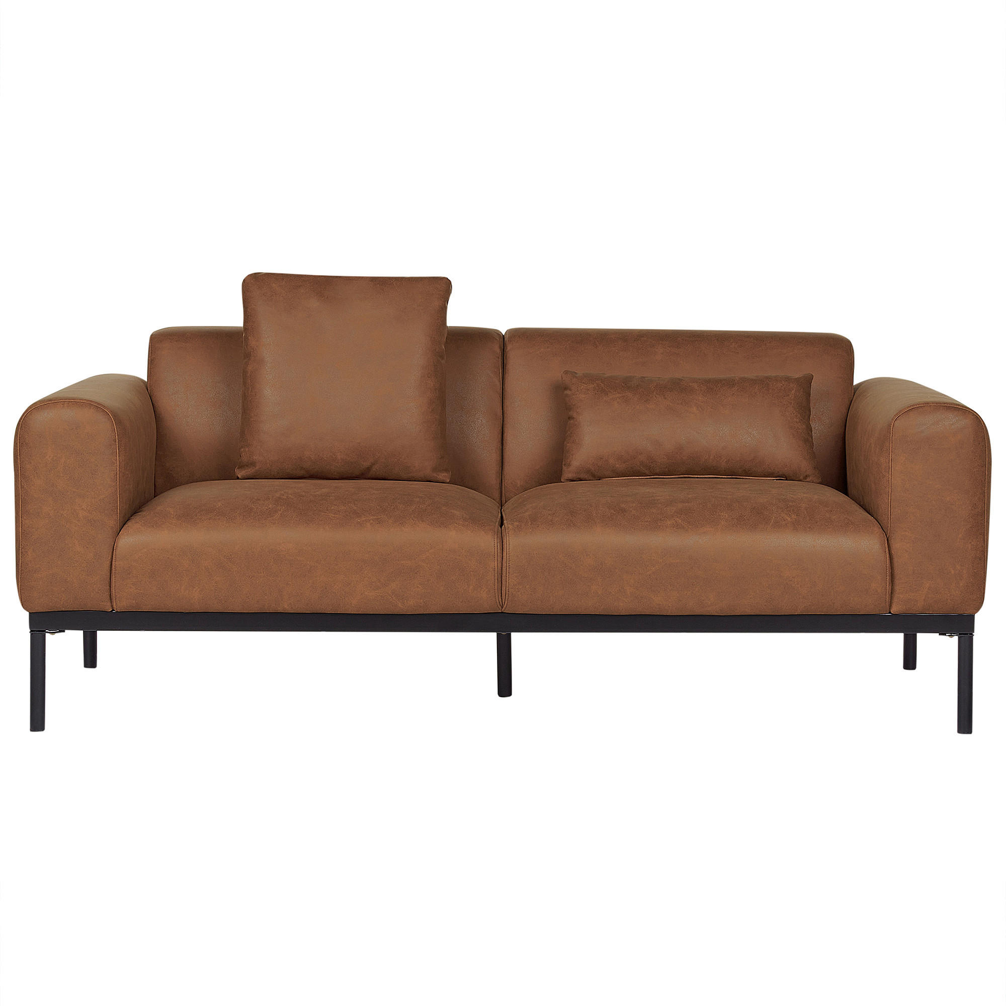 2-SITZER-SOFA Kunstleder braun Malmos - Schwarz/Braun, Textil (196/78/85cm) - Beliani