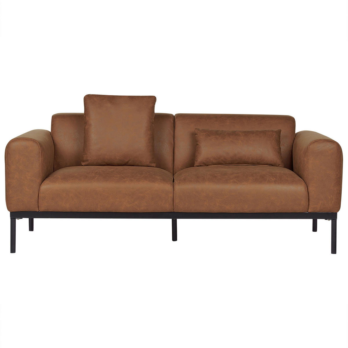 2-SITZER-SOFA Kunstleder braun Malmos - Schwarz/Braun, Textil (196/78/85cm) - Beliani