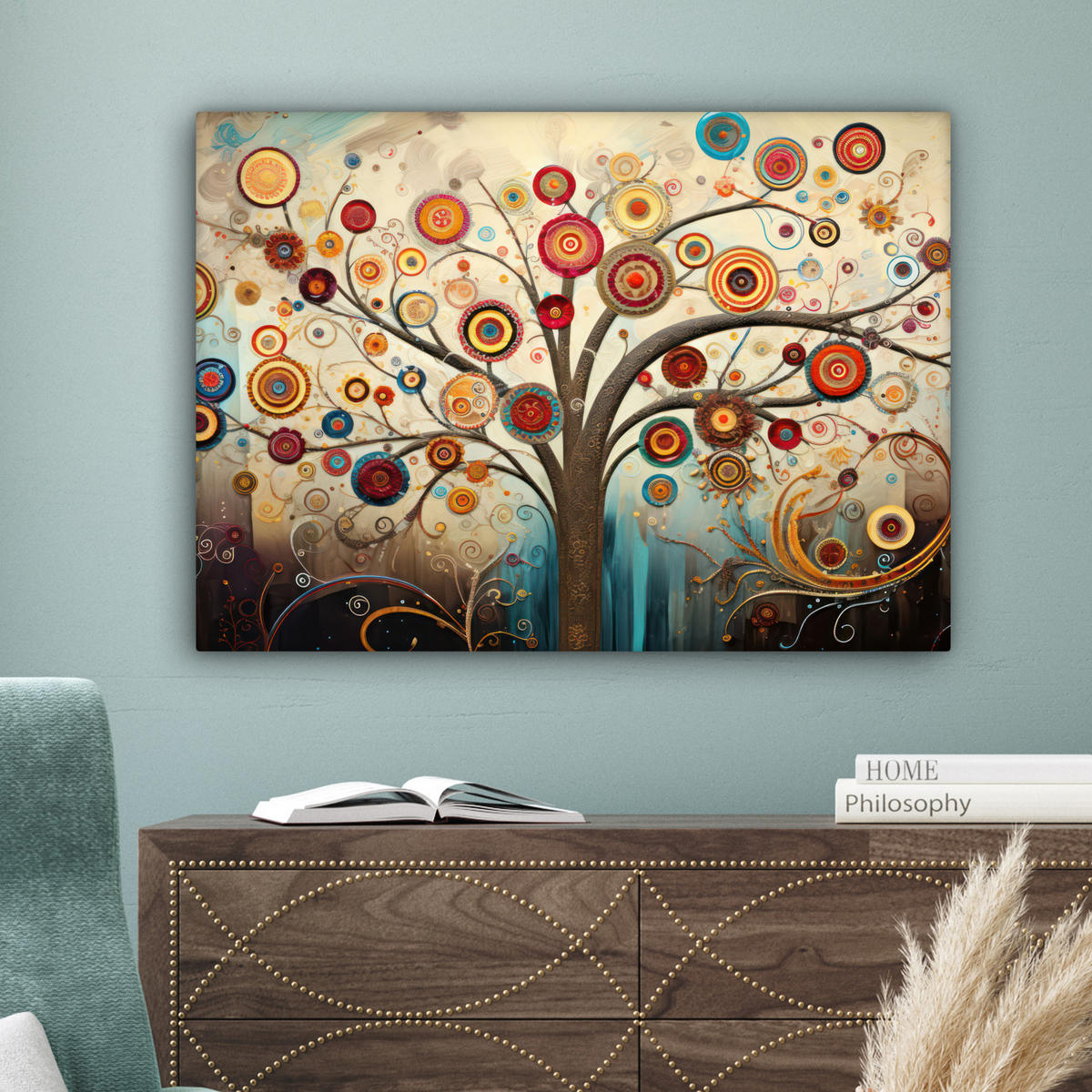 OBRAZ NA PLÁTNĚ Strom - Strom života - Barva 80x60 cm - hnědá, textil (80/60cm) - MuchoWow