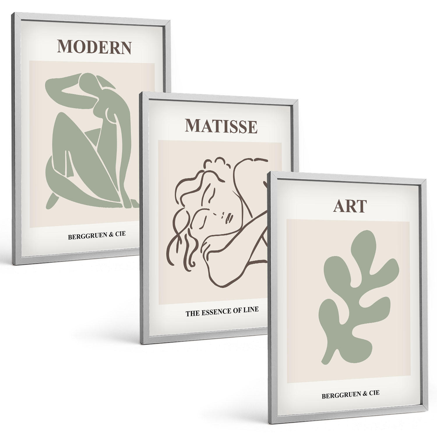 BILDER SET 3er Set - 40x60 cm Silberner Rahmen - Stilvolles Design mit Pflanzenmotiven - Silberfarben, Kunststoff (40/60cm) - TULUP