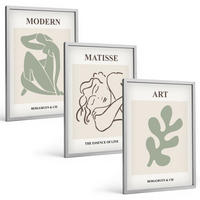 BILDER SET 3er Set - 40x60 cm Silberner Rahmen - Stilvolles Design mit Pflanzenmotiven - Silberfarben, Kunststoff (40/60cm) - TULUP