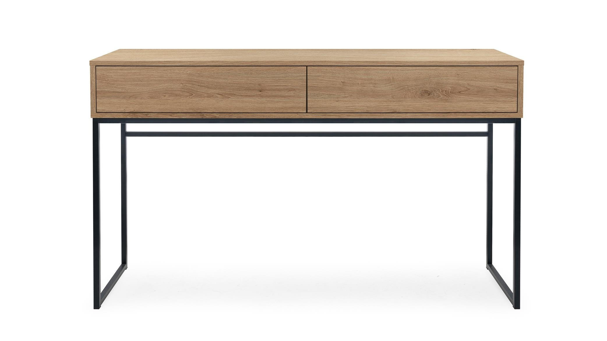 SCHMINKTISCH Genua Eiche, Schwarz Gestell, mit Schubladen - Schwarz/Braun, Holzwerkstoff (37/137/83cm) - Bettso