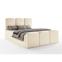 BOXBETT SAVIO 180x200 cm mit Bettkasten, Bonell-Matratze H3 und Topper – Samt Creme - Creme, Textil (180/200cm) - Luxkor24