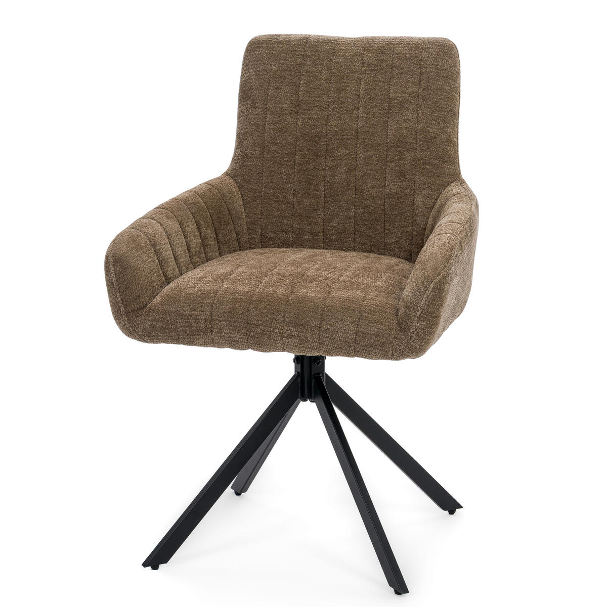 STUHL LUINO drehbar gepolsterter mit Steppung - braun - Chenille - Schwarz/Braun, Textil/Metall (58/87/60cm) - NEW HOME