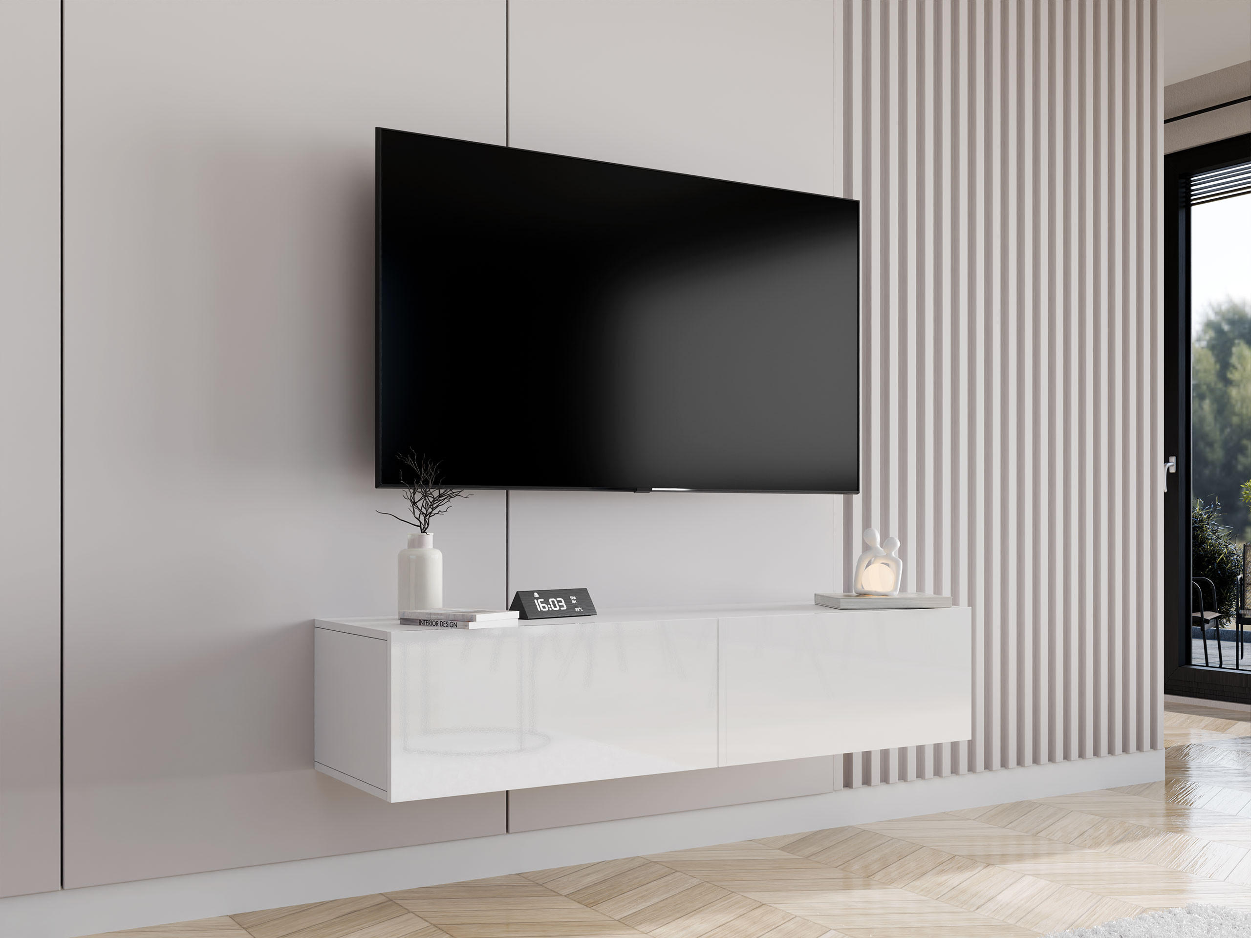 TV-LOWBOARD Vigo 140 - Weiß Hochglanz/Weiß, Holzwerkstoff (140/30/40cm) - MIRJAN24