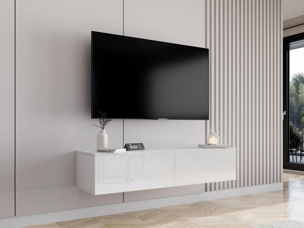 TV-LOWBOARD Vigo 140 - Weiß Hochglanz/Weiß, Holzwerkstoff (140/30/40cm) - MIRJAN24