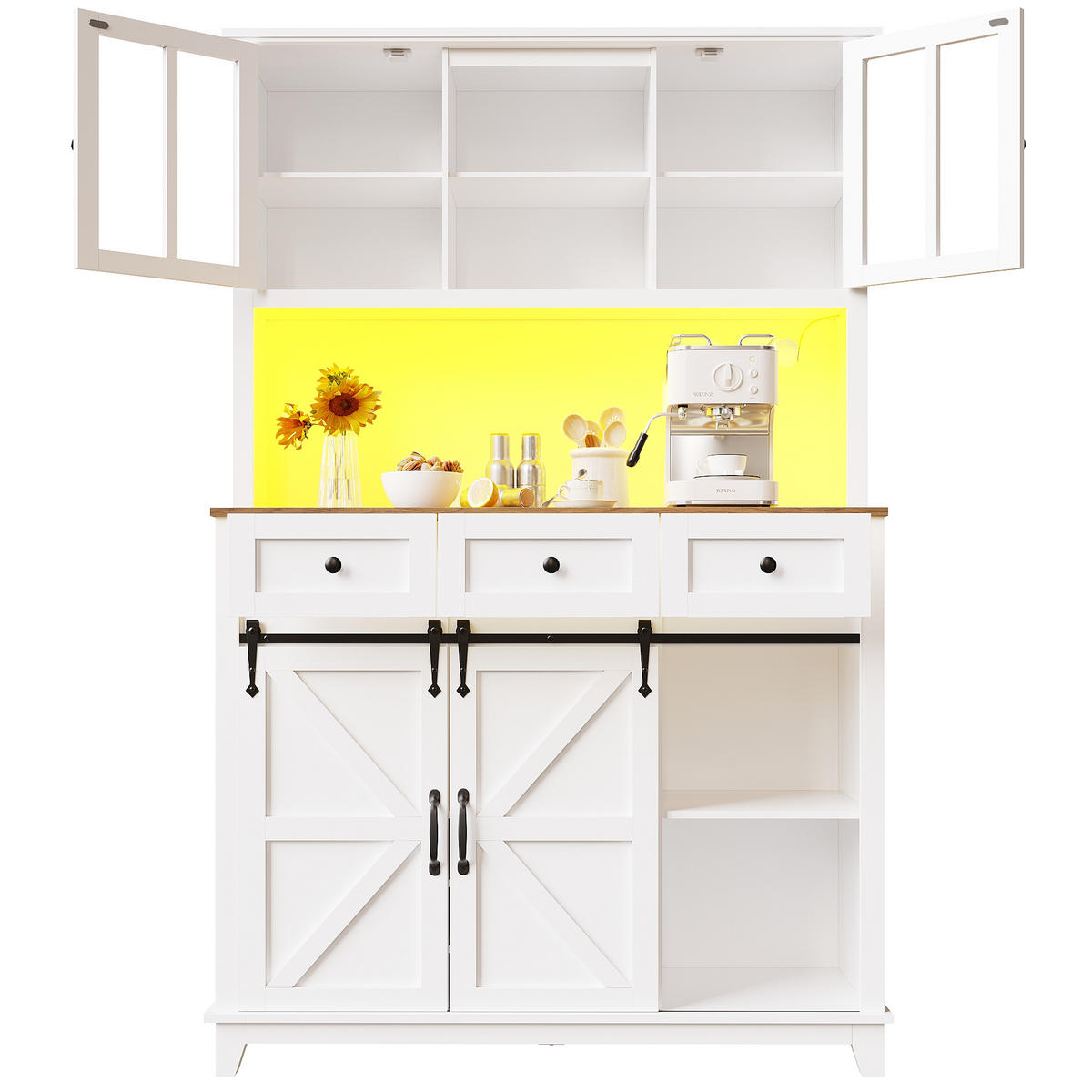 BUFFET 105/38,4/180 cm Weiß aus MDF mit LED - Weiß, Holzwerkstoff (105/180/38.4cm) - OKWISH