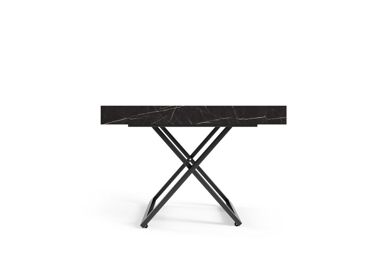 COUCHTISCH SANNA U - Goldfarben/Schwarz, Holzwerkstoff/Metall (80/120/27cm) - Meblini
