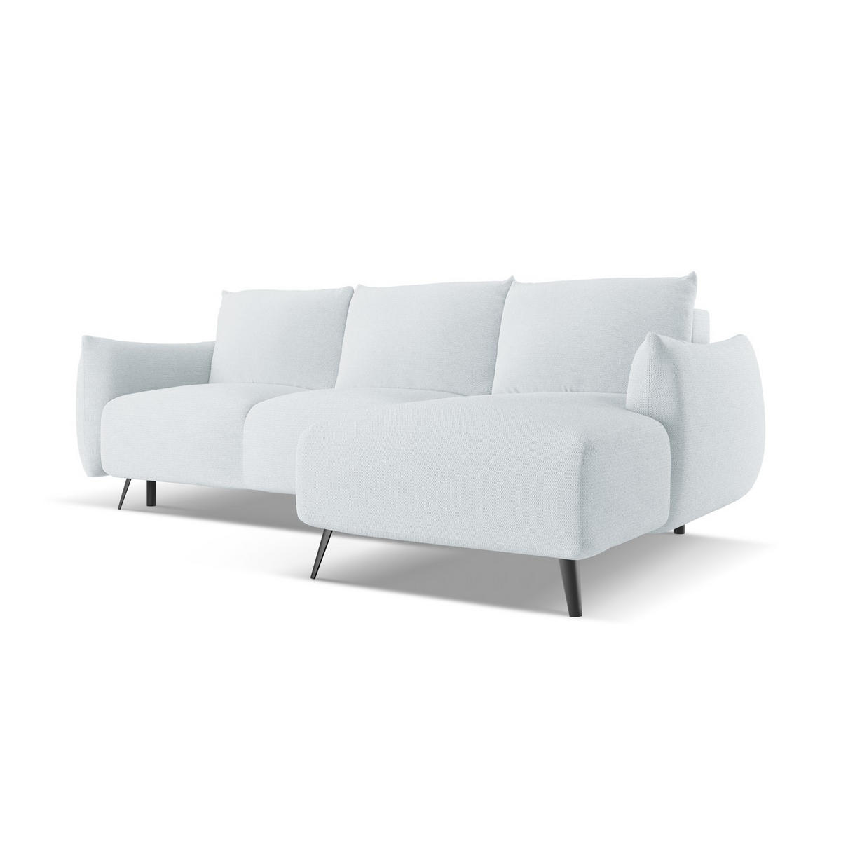 ECKSOFA mit Schlaffunktion Chenille Stoff Blau - Blau/Schwarz, Textil/Metall (242/162cm) - LaMiaSofa