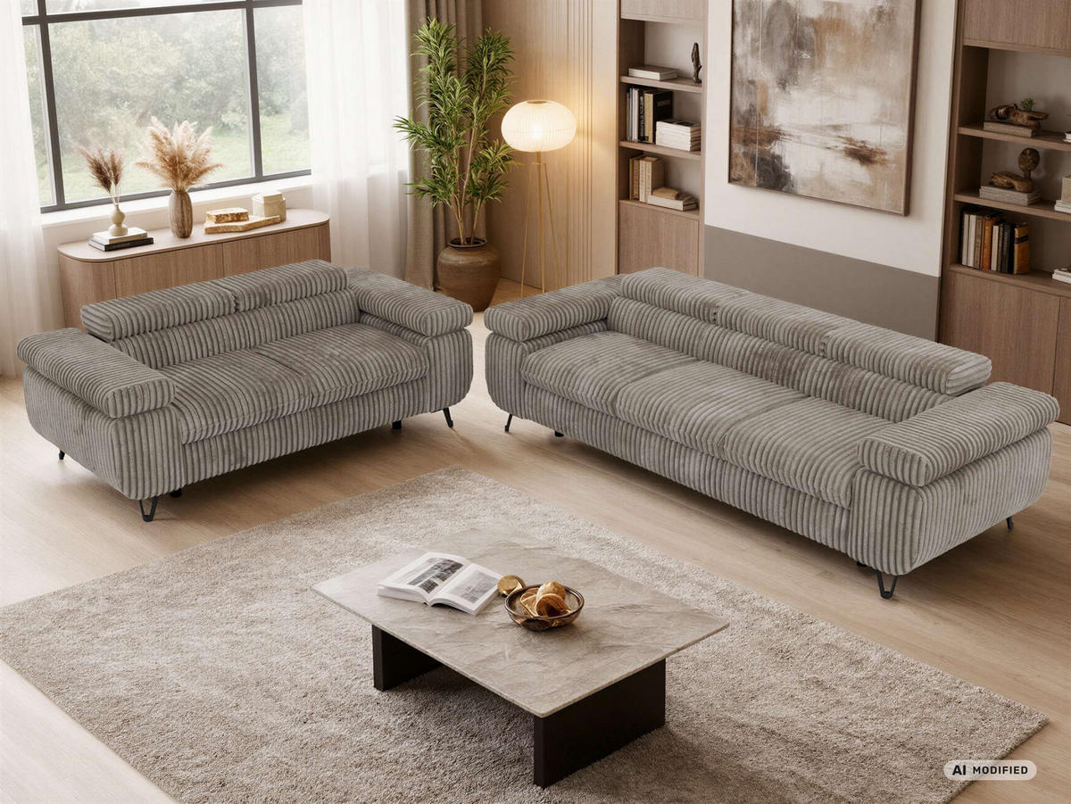 SEDACÍ SOUPRAVA PETER 2+3 - Světle hnědá Manšestr - černá/světle hnědá, kov/textil (262/76/99cm) - MKS