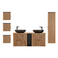 BADMÖBEL 140.6cm Gaia 2er-Set Holz in Eichenoptik und Schwarz - Braun, Holzwerkstoff (140.6/59/46cm) - Petits-meubles