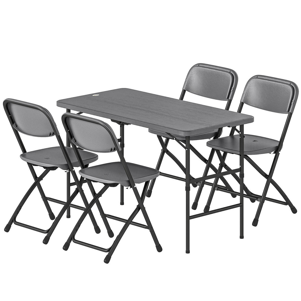 GARTENTISCHGRUPPE DE-18116 höhenverstellbarer Tisch 118 cm Dunkelgrau - Dunkelgrau, Metall - ComfortXL
