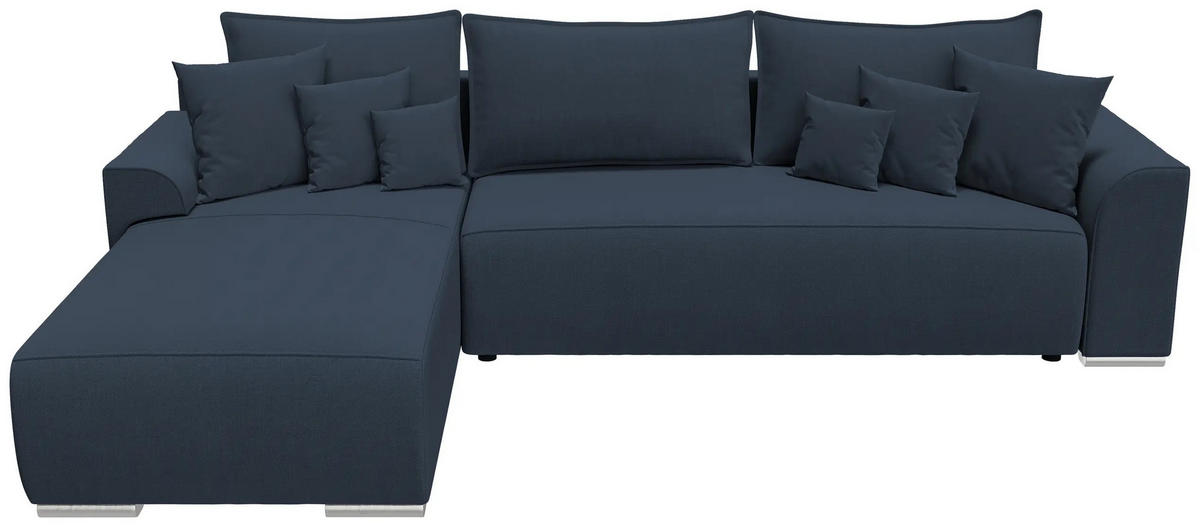 ECKSOFA Sydney mit Schlaffunktion Blau Leinenoptik - Blau, Textil (280/184cm) - Bromarkt