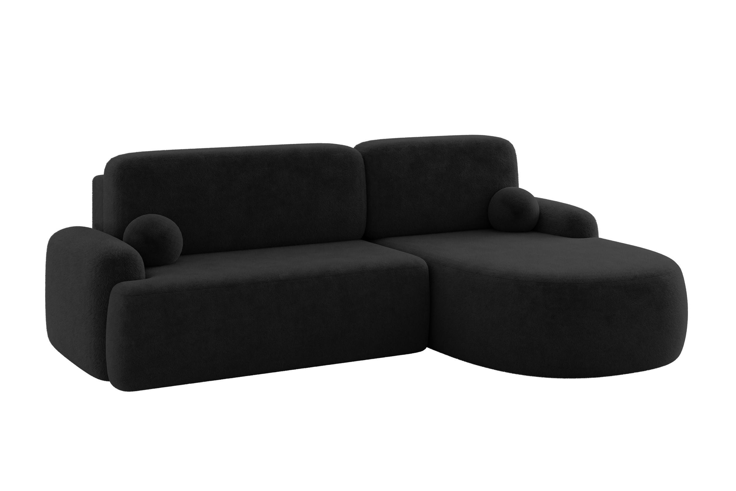 ECKSOFA mit Schlaffunktion und Bettkasten LIRA-L - 264x172x89 Schwarz - Schwarz, Holzwerkstoff/Textil (172/264cm) - ALTDECOR