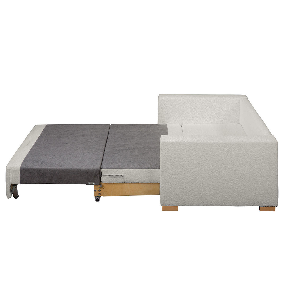 SCHLAFSOFA - Buchefarben/Hellgrau, Holz/Buchenholz (173/90/90cm) - home24