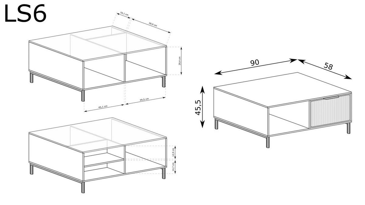 COUCHTISCH LINKA STYLES LS-06 - Dunkelgrün, Holzwerkstoff (58/90/46cm) - Meblini