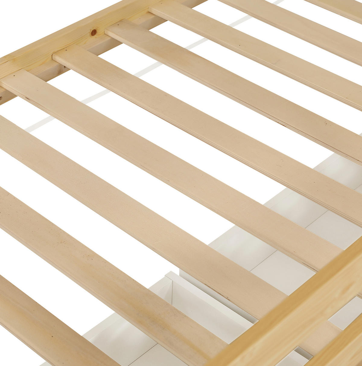 ETAGENBETT mit Stauraumtreppe und Rollschubladen 90x200 cm Weiß/Natur - Weiß, Holzwerkstoff (90/200cm) - Beauniv