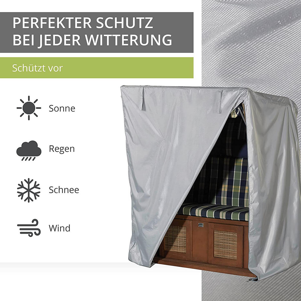 STRANDKORBHÜLLE SHP-80052 - Grau, Kunststoff (165/165/100cm) - mehr Garten