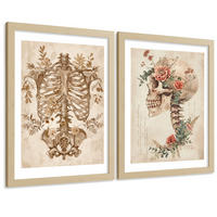 POSTER Set aus 2 Anatomie Mensch Drucke und Wandbilder mit Skelett Schädel Wirbelsäule Rippen Becken Klassischer Stil Größe Rahmenlos A4 - Klar, Papier (21/29.7/3cm) - Nacnic