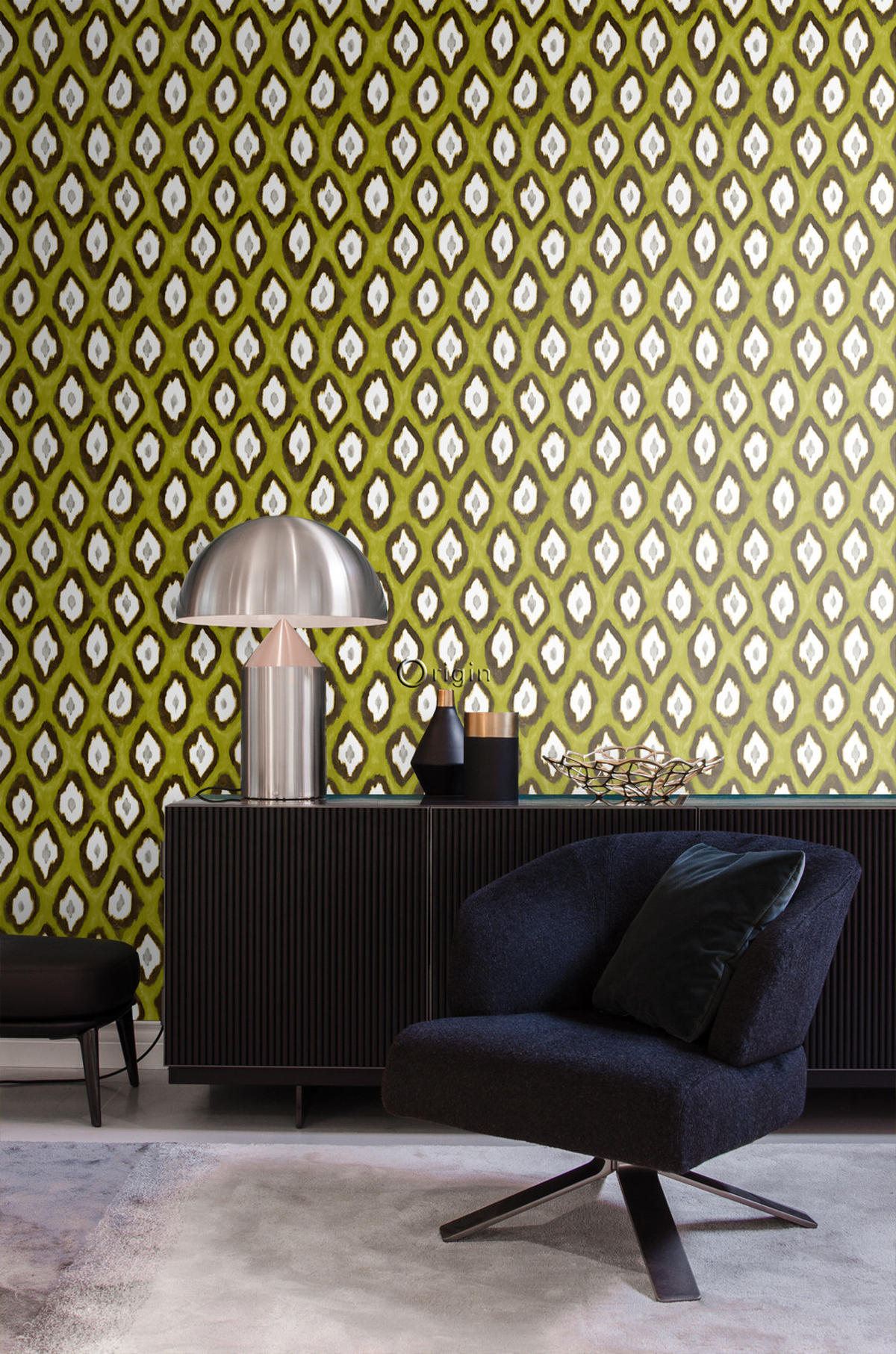 TAPETE Ikat-Motiv 53 cm x 10.05 m - Gelb, Papier (53/1000cm) - Origin Wallcoverings
