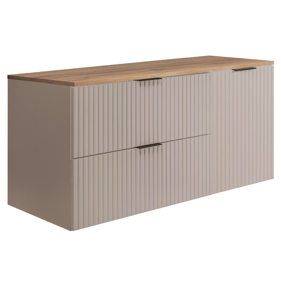 WASCHBECKUNTERSCHRANK FLOW + Platte Eiche Craft 120/57/46 cm - Eichefarben, Holzwerkstoff (120/57/46cm) - Rodan