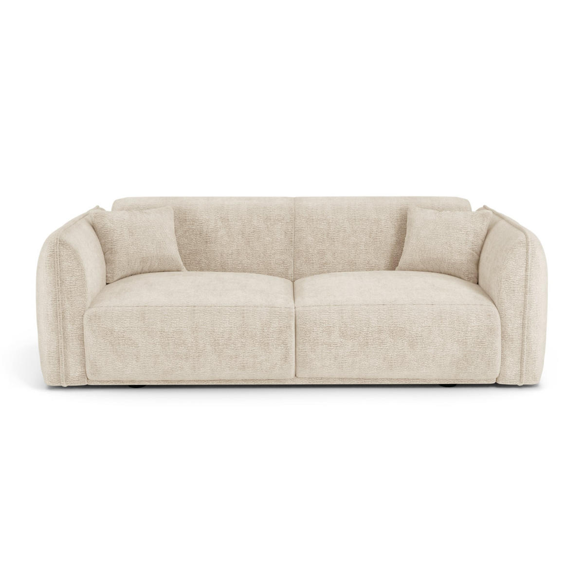 SOFA LUSH Gemusterter Samt Creme 206cm - Creme, Textil (206/72.5/90cm) - Premium Interiors